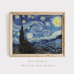 MAILED Giclée Print | Vincent Van Gogh The Starry Night Reproduction Painting | Famous Artwork | Antique Impressionist Decor | Landscape Art immagine 1