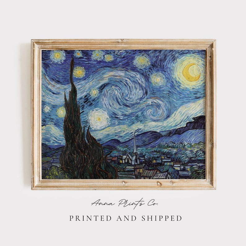 MAILED Giclée Print | Vincent Van Gogh The Starry Night Reproduction Painting | Famous Artwork | Antique Impressionist Decor | Landscape Art immagine 1