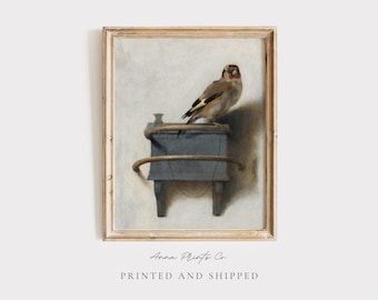 MAILED Giclée Print | The Goldfinch Antique Bird Painting | Vintage Aesthetic Decor | Light Academia Art | Cottage Farmhouse Fine Art Print
