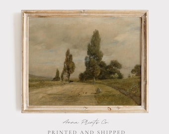 MAILED Giclée Print | Antique Countryside Road Landscape Painting | European Fine Artwork | Victorian Decor | Cottage Farmhouse Wall Art