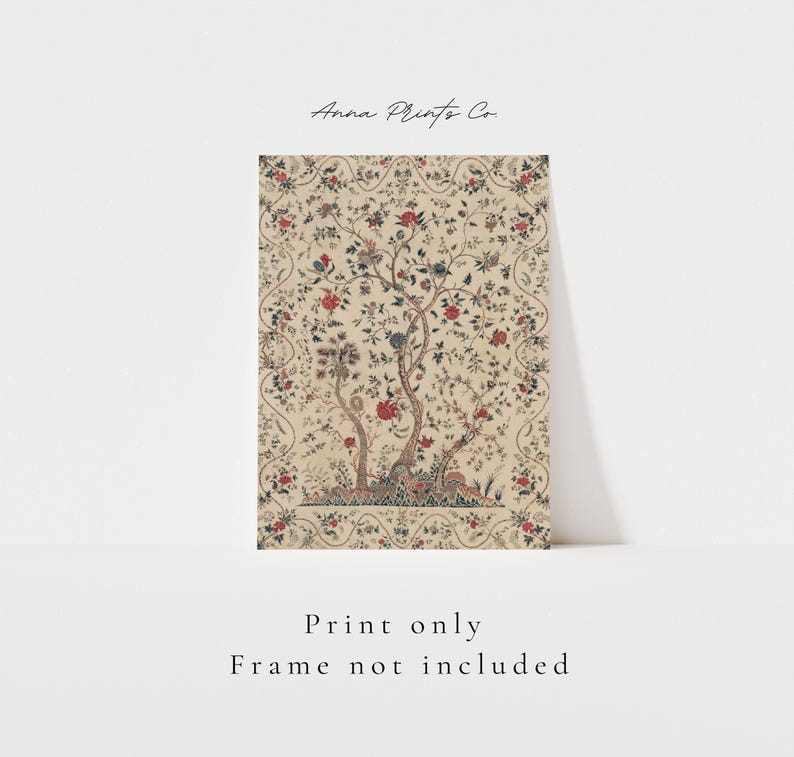 MAILED Giclée Print | Indian Palampore Textile Design Print | Antique Tapestry Artwork | Vintage Fine Art Print | South Asian Islamic Art zdjęcie 2