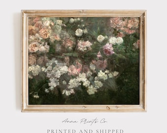 MAILED Giclée Print | Victorian Rose Garden Abstract Painting | Vintage Flower Artwork | Cotttagecore Decor | Antique Aesthetic Farmhouse