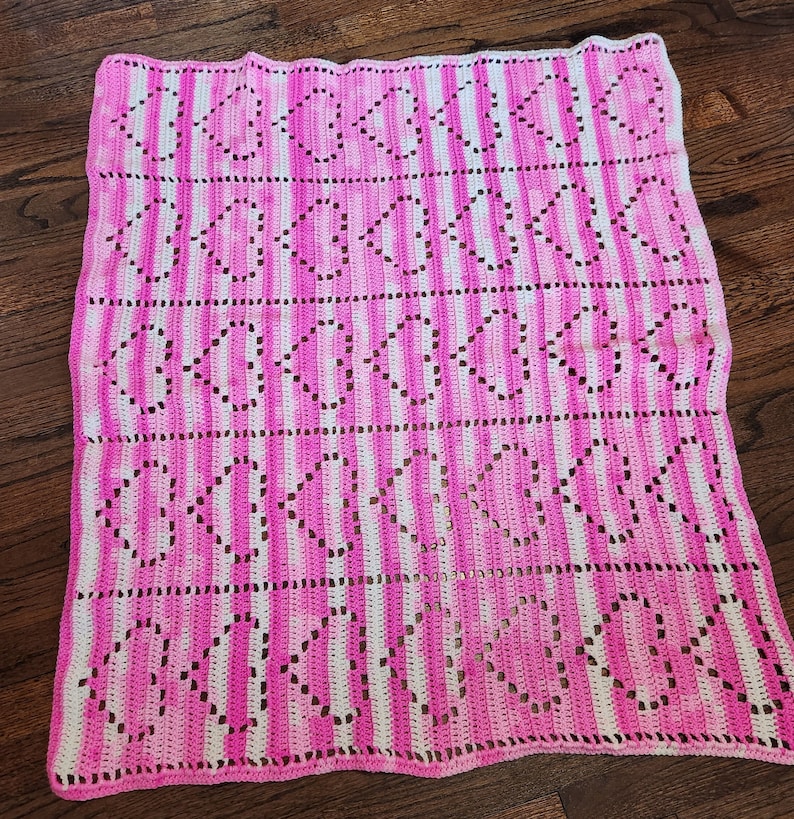 Hand Crocheted Heart Baby Blanket Etsy
