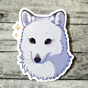 Starry Artic Fox Vinyl Sticker - Cute Polar Animals - White Fox - Winter Wildlife