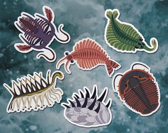 Cambrian Era Animals Sticker Pack - Paleontology Stickers - Anomalocaris - Hallucigenia - Trilobite