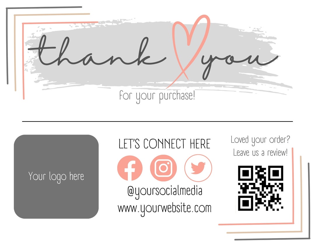 Editable in CANVA Gray and Modern Rose Gold Business Thank You Insert ...