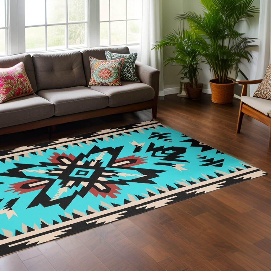 Blue Desert Area Rug Bedroom Rug, Blue Rug, Southwestern Style, Living