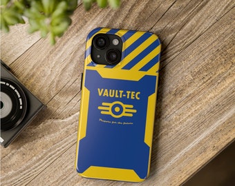 Coque de portable robuste Fallout Vault-Tec (iPhone 15-12) - Fallout Tec, Fallout Vault Tec, coque de portable bleue, éventail Fallout, cadeau pour fan de Fallout