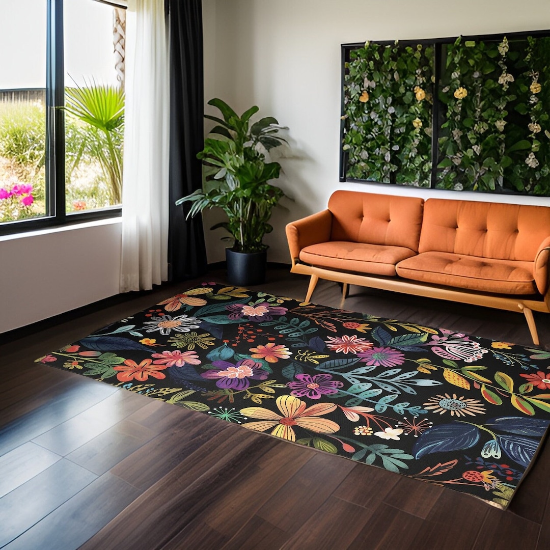Maximalist Floral Area Rug 3 Sizes Flower Area Rug, Rug for Living Room ...