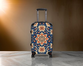 Blue Malaysian Luggage - Abstract Suitcase Set, Mandala Luggage, Blue Suitcase Set, Hardshell Suitcase, Mandala Suit Case, TSA Approved Lock