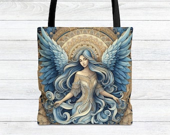 Bolso Angel Tote: Bolso grande para viajes, playa, recados y compras. Regalo de cumpleaños. Regalo para profesores.