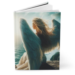 Diário de capa dura Aesthetic Angel Acabamento fosco Escrita Refletindo Sonhando Imaginando Notas inspiradoras Pensamentos internos
