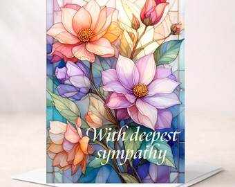 Tarjeta de condolencias - Personalizable (interior) - Tarjeta de felicitación floral - Consuelo y apoyo en el duelo - Fallecimiento - Homenajes