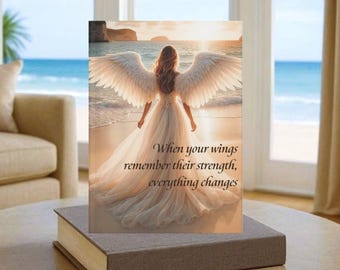 Angel Journal, Ethereal Wings Strength, Spiritual Reflections Notebook, By the sea