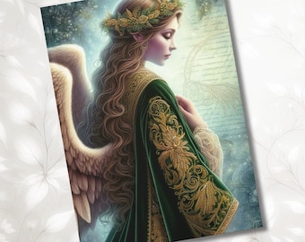 Diario de ángeles, devoción etérea y reflexiones espirituales, cuaderno para soñadores, escritura angelical, regalo religioso, diario de oración, planificador divino.