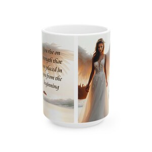 Taza de ángel / Taza de cerámica inspiradora de 325 ml (11 oz) y 444 ml (15 oz) Regalo para el Día de la Madre Ángel de la guarda imagen 5