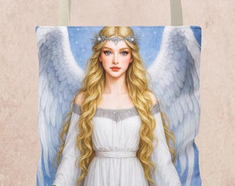 Bolso de mano con diseño de ángel guardián de 13 x 13 cm.