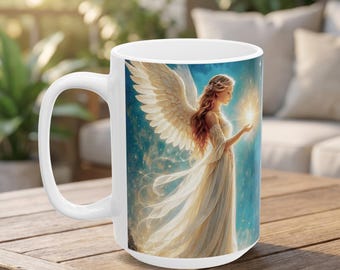 Celestial Glow Angel Mug Coffee Cup Festive Tea or Cocoa Mug Ethereal Religious Drinkware Gift