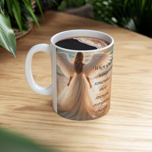 Caneca Anjo Asas Divinas Pôr do Sol no Oceano Mensagem Inspiradora Presente de Dia das Mães À Beira-Mar 325ml 445ml imagem 14