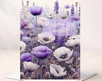 Tarjeta de condolencias - Personalizable (interior) - Mensaje floral de pésame - Apoyo y consuelo en el duelo