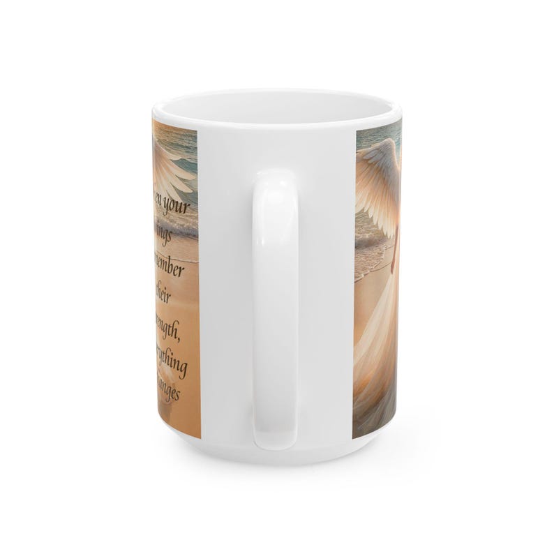 Caneca Anjo Asas Divinas Pôr do Sol no Oceano Mensagem Inspiradora Presente de Dia das Mães À Beira-Mar 325ml 445ml imagem 15