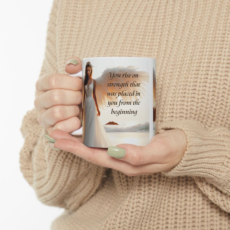 Taza de ángel / Taza de cerámica inspiradora de 325 ml (11 oz) y 444 ml (15 oz) Regalo para el Día de la Madre Ángel de la guarda imagen 14