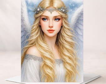 Tarjeta del Ángel Guardián - Tarjeta de felicitación personalizable para bendiciones, nuevos comienzos, transiciones, consuelo, apoyo, para cualquier ocasión.