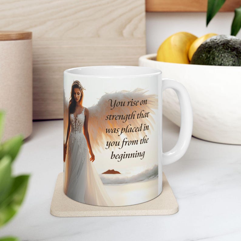 Taza de ángel / Taza de cerámica inspiradora de 325 ml (11 oz) y 444 ml (15 oz) Regalo para el Día de la Madre Ángel de la guarda imagen 11