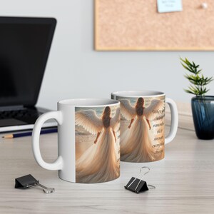 Caneca Anjo Asas Divinas Pôr do Sol no Oceano Mensagem Inspiradora Presente de Dia das Mães À Beira-Mar 325ml 445ml imagem 4