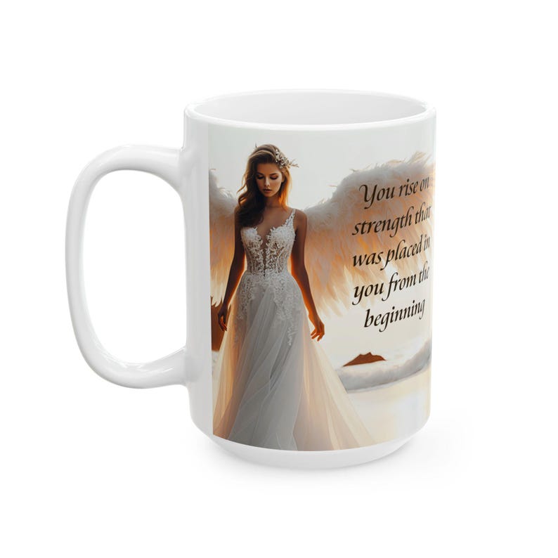 Taza de ángel / Taza de cerámica inspiradora de 325 ml (11 oz) y 444 ml (15 oz) Regalo para el Día de la Madre Ángel de la guarda imagen 2