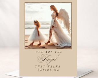 Tarjeta del Día de la Madre - Personalizable (interior) - Ángel Guardián - Madre Sentimental - Saludo del Ángel Costero