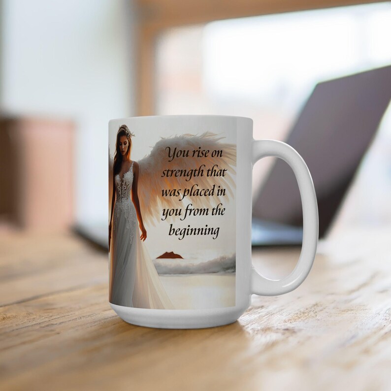 Taza de ángel / Taza de cerámica inspiradora de 325 ml (11 oz) y 444 ml (15 oz) Regalo para el Día de la Madre Ángel de la guarda imagen 4