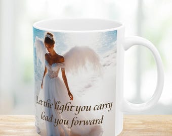 Taza de ángel / Taza de cerámica inspiradora de 325 ml (11 oz) y 444 ml (15 oz) Regalo para el Día de la Madre