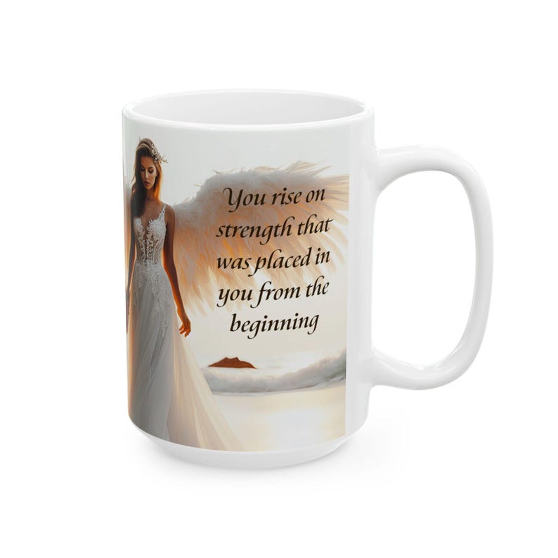 Taza de ángel / Taza de cerámica inspiradora de 325 ml (11 oz) y 444 ml (15 oz) Regalo para el Día de la Madre Ángel de la guarda imagen 3