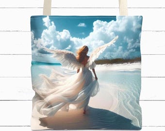 Angel Tote Bag: Beach Shoulder Bag Guardian Angel Errands School Grocery Tote Mother's Day Gift