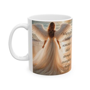 Caneca Anjo Asas Divinas Pôr do Sol no Oceano Mensagem Inspiradora Presente de Dia das Mães À Beira-Mar 325ml 445ml imagem 3