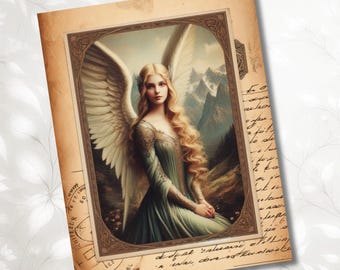 Diario de ángeles etéreos, cuaderno en blanco, diario de tapa dura, libro angelical, regalo religioso y espiritual, regalo para el Día de la Madre o para la maestra.