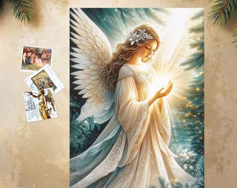 Angel Christmas Cards, Religious Holiday Greeting, 5 x 7, Multiple Quantities