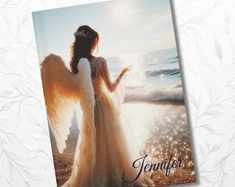 Diario Angélico Personalizable: Cuaderno de Oraciones de Gratitud y Reflexiones Espirituales para Escribir. Regalo con Tema Religioso de Playa.