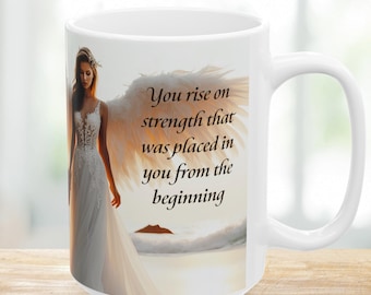 Taza de ángel / Taza de cerámica inspiradora de 325 ml (11 oz) y 444 ml (15 oz) Regalo para el Día de la Madre Ángel de la guarda