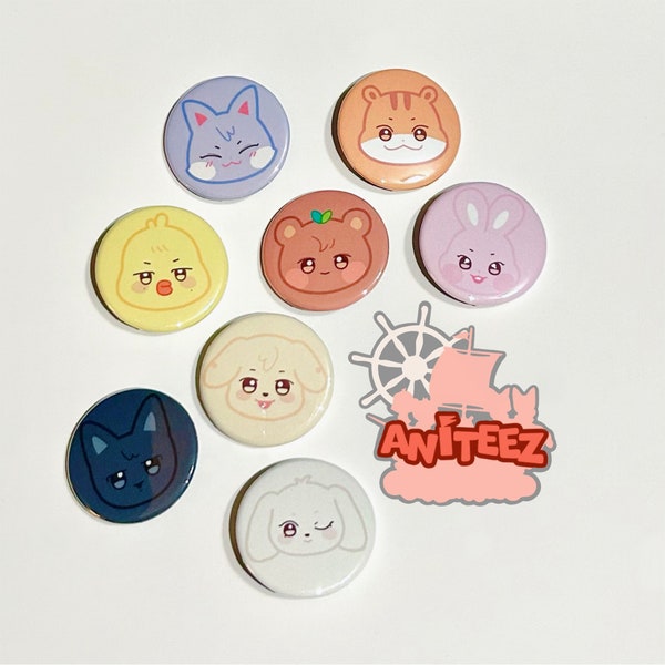 Aniteez Pinback Pin Buttons Ateez Kpop Merch