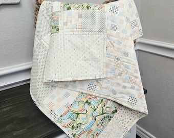 Handmade Dinosaur Baby Quilt: Cotton Patchwork Tummy Time Blanket
