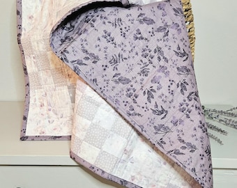 Purple Floral Patchwork Quilt: Handmade Cotton Heirloom Blanket