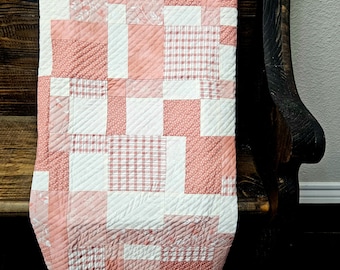 Pink and White Baby Girl Quilt | Handmade Nursery Item