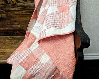 Baby Girl Quilt | Pink & Mauve | Handmade Unique Nursery Item
