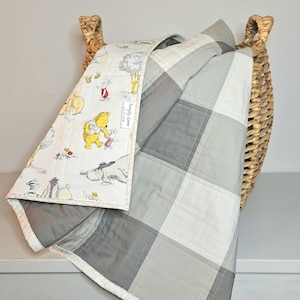 Handmade Winnie the Pooh Baby Quilt: Cotton Patchwork Blanket (35x35)