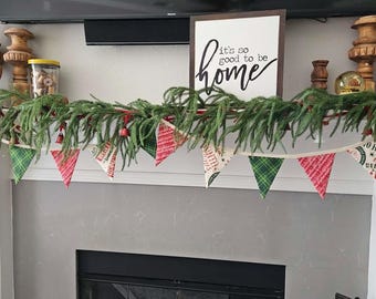 Handmade Christmas Bunting – Reusable Holiday Pennant Banner