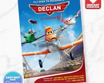 Flugzeuge Geburtstagseinladung Dusty Plane Geburtstagseinladung Bearbeitbare Vorlage Sofortiger Download