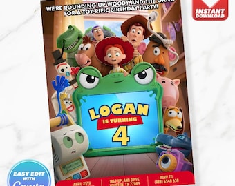 Toy Story 5 Lilypad Woody Buzz Lightjahre Geburtstagseinladung Geburtstag einladen bearbeitbare Vorlage Sofortiger Download