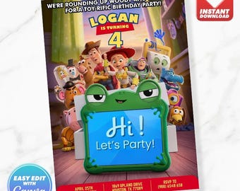 Toy Story 5 Woody Buzz Lightyear Birthday Invitation Birthday Invite Editable Template Instant Download